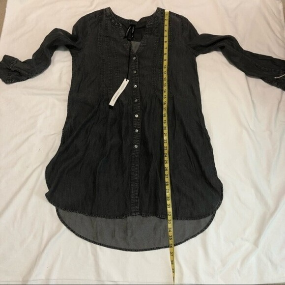 Liverpool Black Chambray High Low Tunic Top Boho Vibes Small Long Sleeve New - Picture 9 of 9